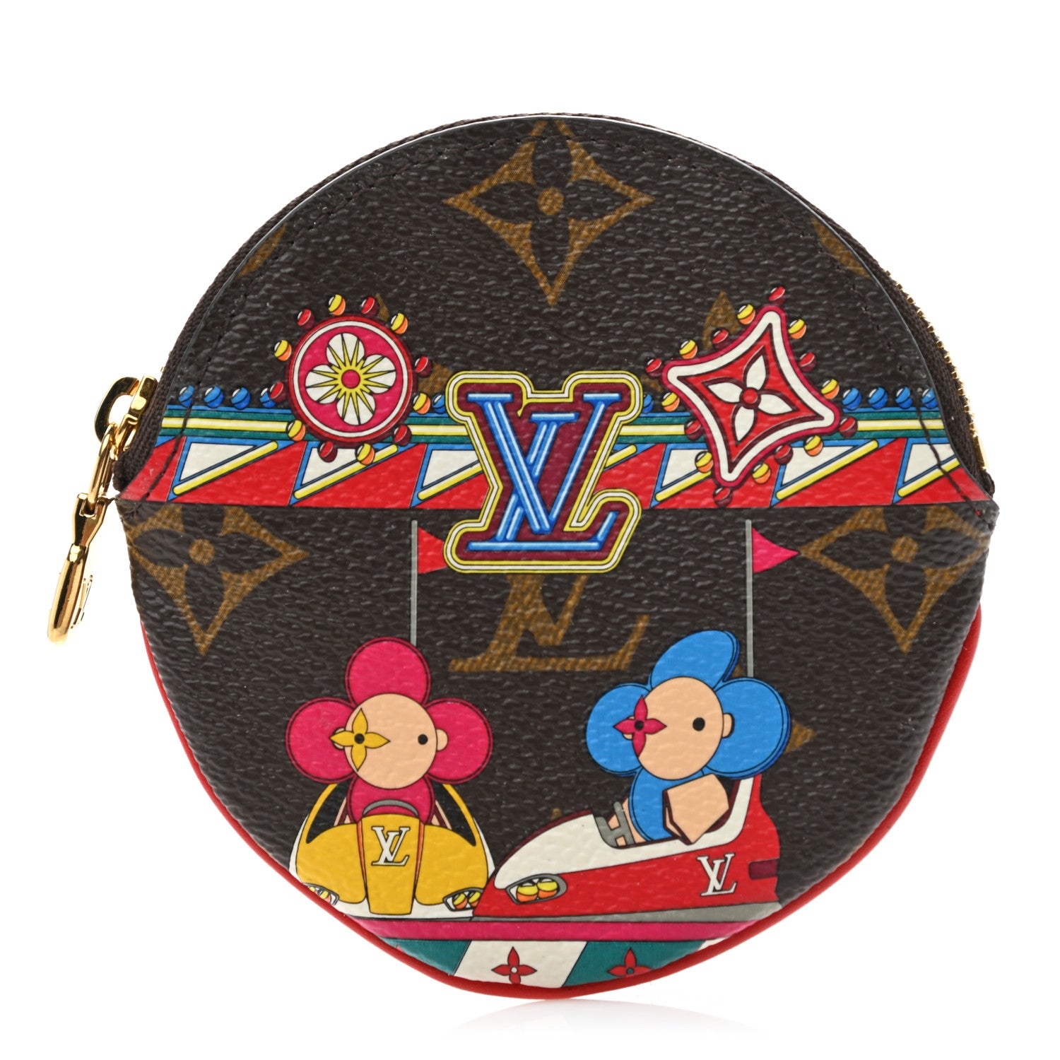 Louis Vuitton Monogram 2020 Christmas Animation Bumper Cars Round Coin Purse Coquelicot 1 of 7