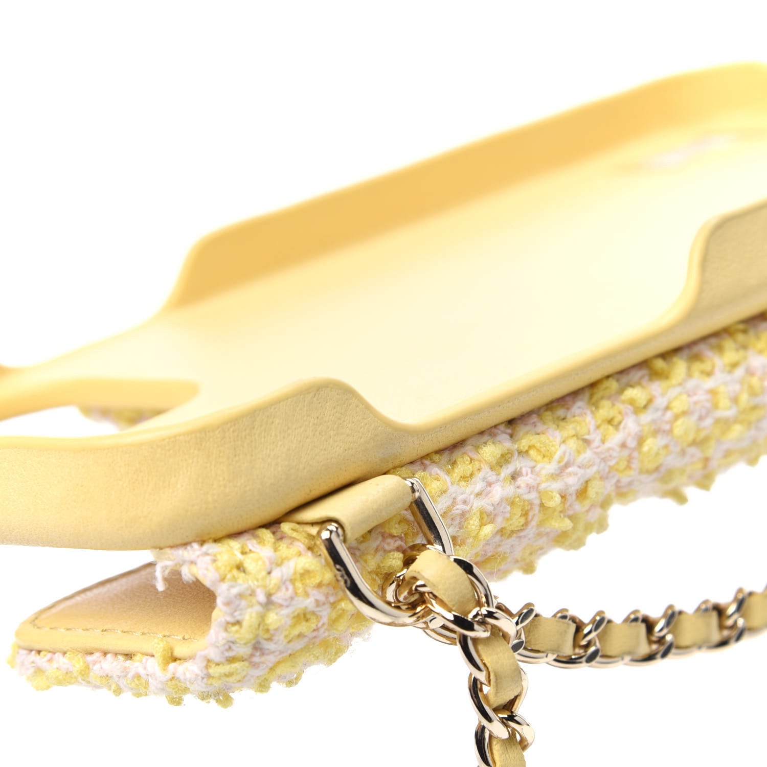 Chanel Tweed Quilted iPhone XII Pro Max Case With Chain Yellow