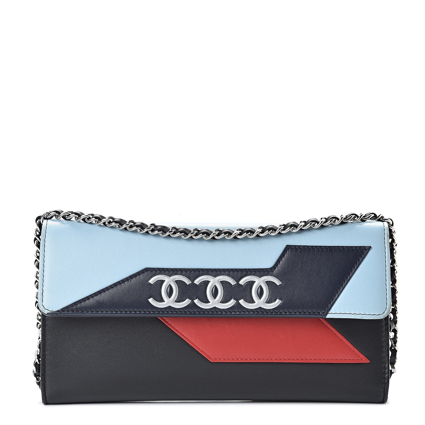 Lambskin Airlines Wallet On Chain WOC Blue Black Red
