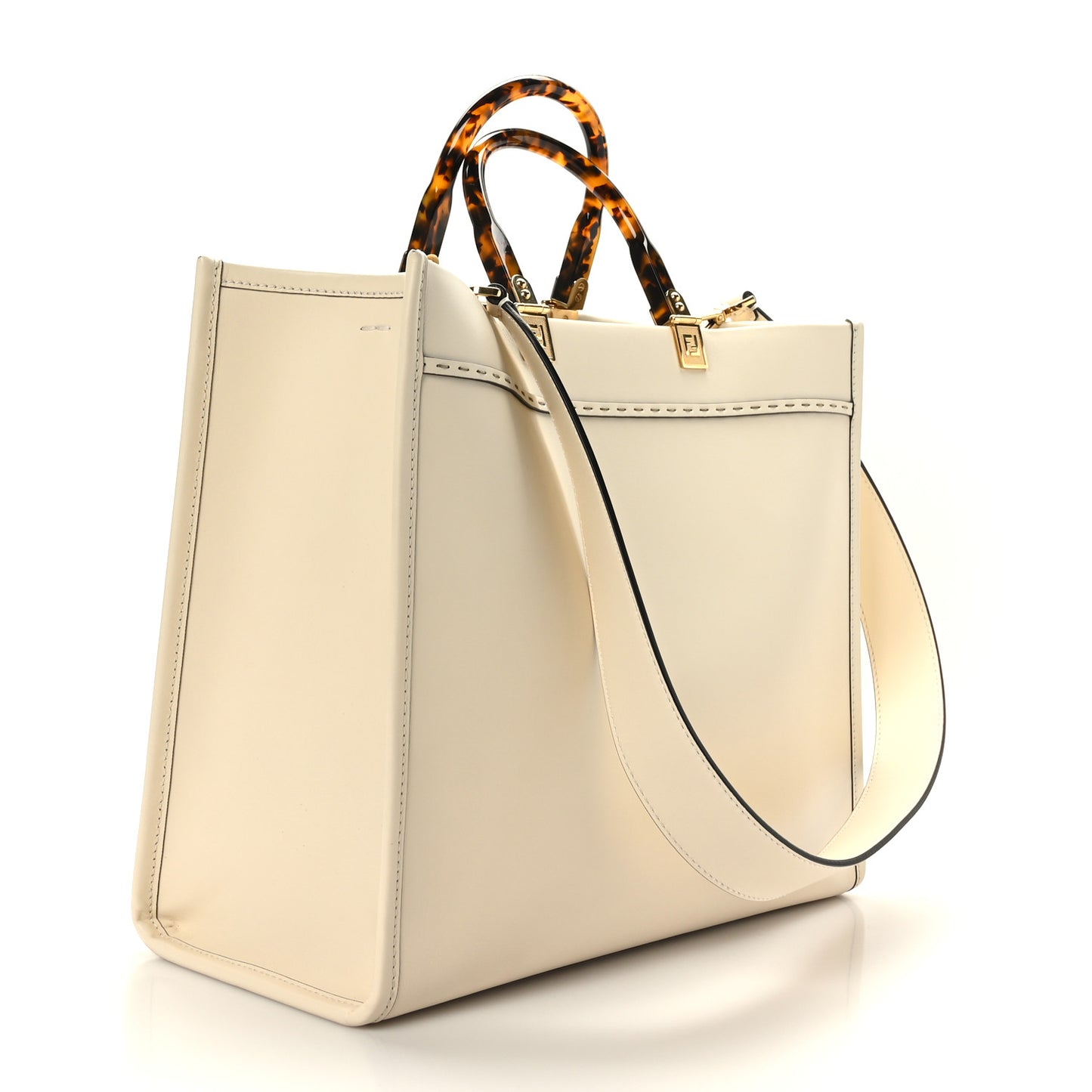 Vitello King Plexiglass Medium Fendi Sunshine Shopper Tote White Ice