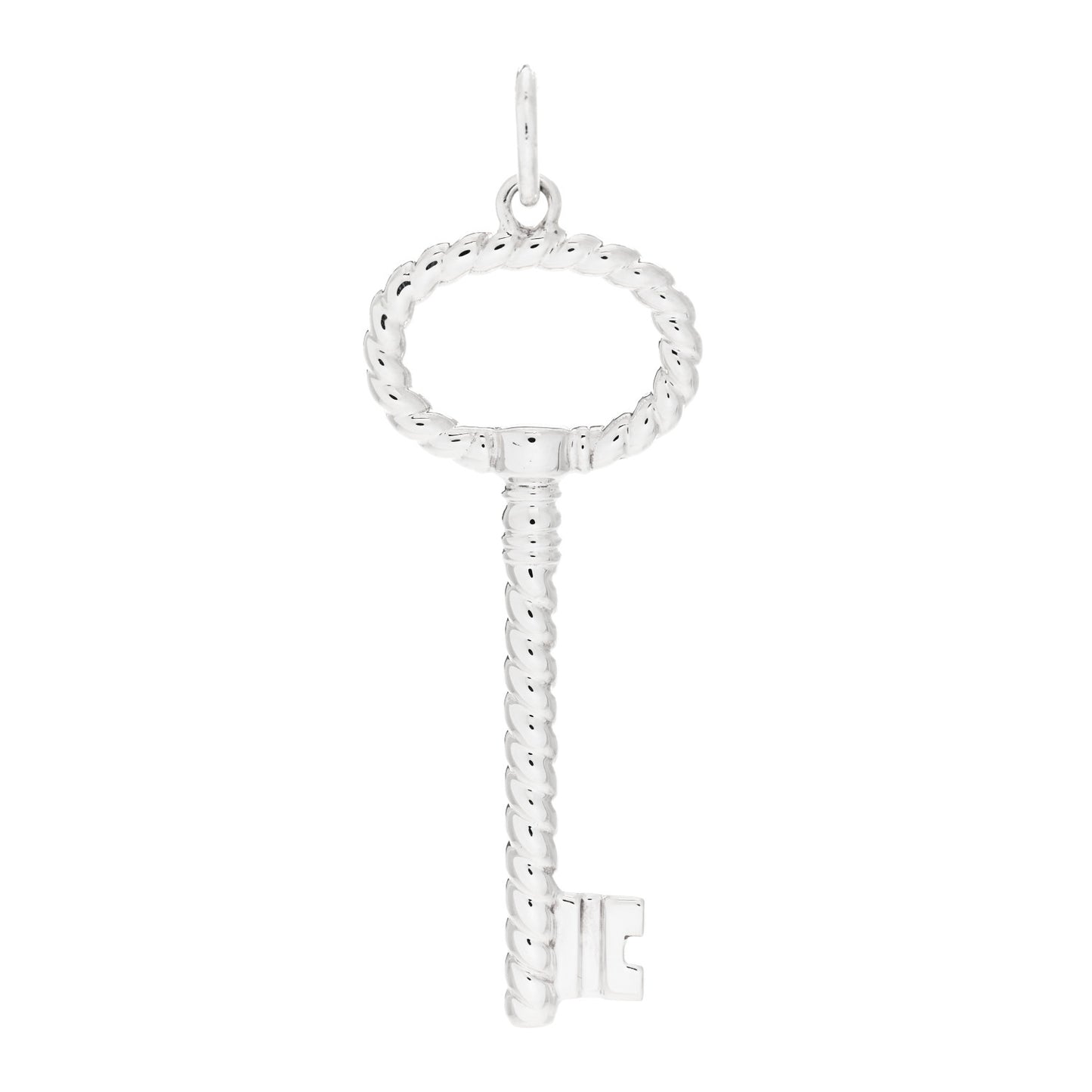 Sterling Silver Twist Oval Key Pendant