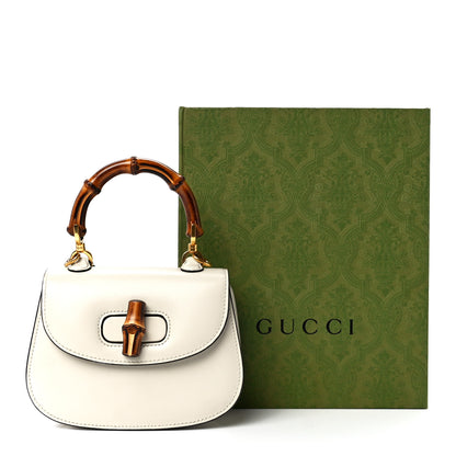 Gucci Boarded Dyana Lux Calfskin Web Mini Bamboo 1947 Top Handle Bag Mystic White 12 of 12
