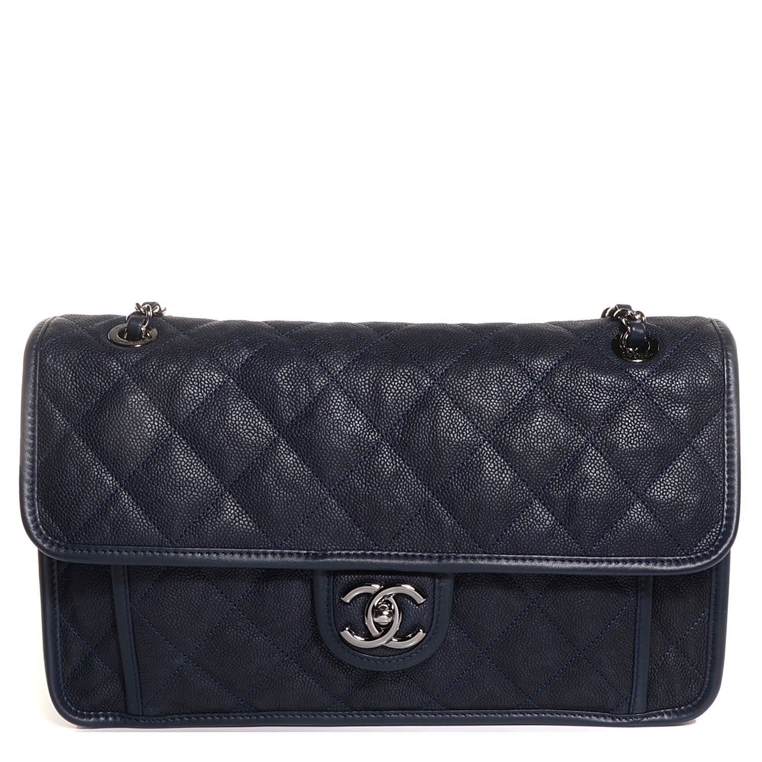 Chanel Caviar Quilted French Riviera Large Flap Navy Blue 1 of 9