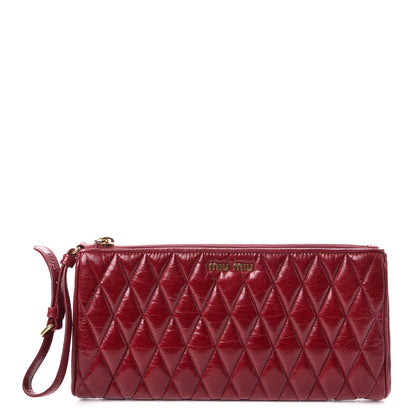 Miu Miu Vitello Shine Quilted Wristlet Rubino 1 of 9