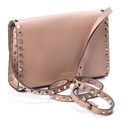 Valentino Garavani Pebbled Calfskin Medium Rockstud Flip Lock Crossbody Bag Skin Sorbet 2 of 8