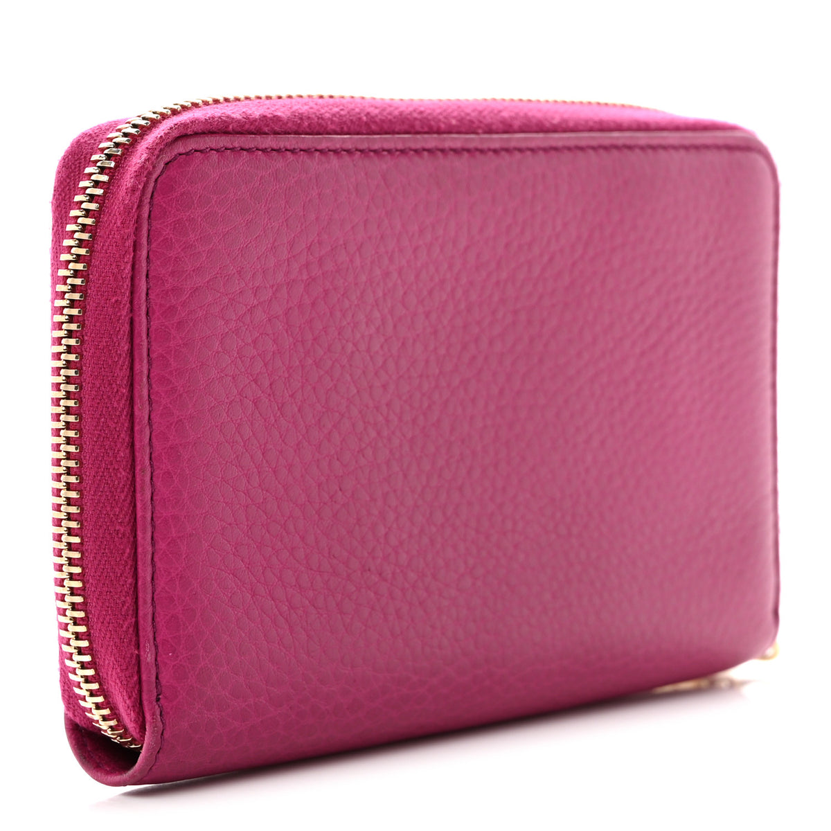 Pebbled Calfskin Medium Soho Zip Around Wallet  Bright Bougainvillea