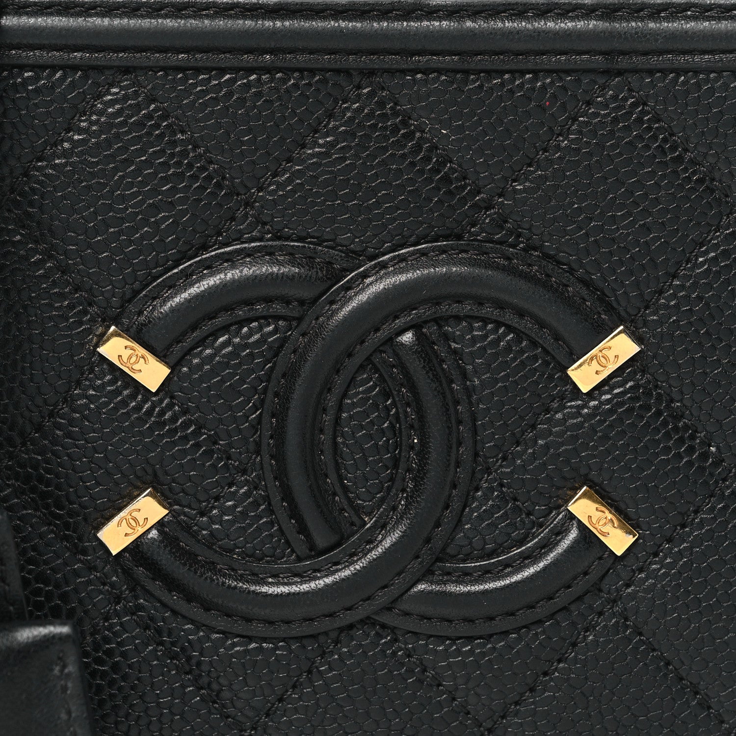 Chanel Caviar Quilted Small CC Filigree Vanity Case Black 7 of 12