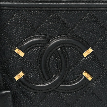 Chanel Caviar Quilted Small CC Filigree Vanity Case Black 7 of 12