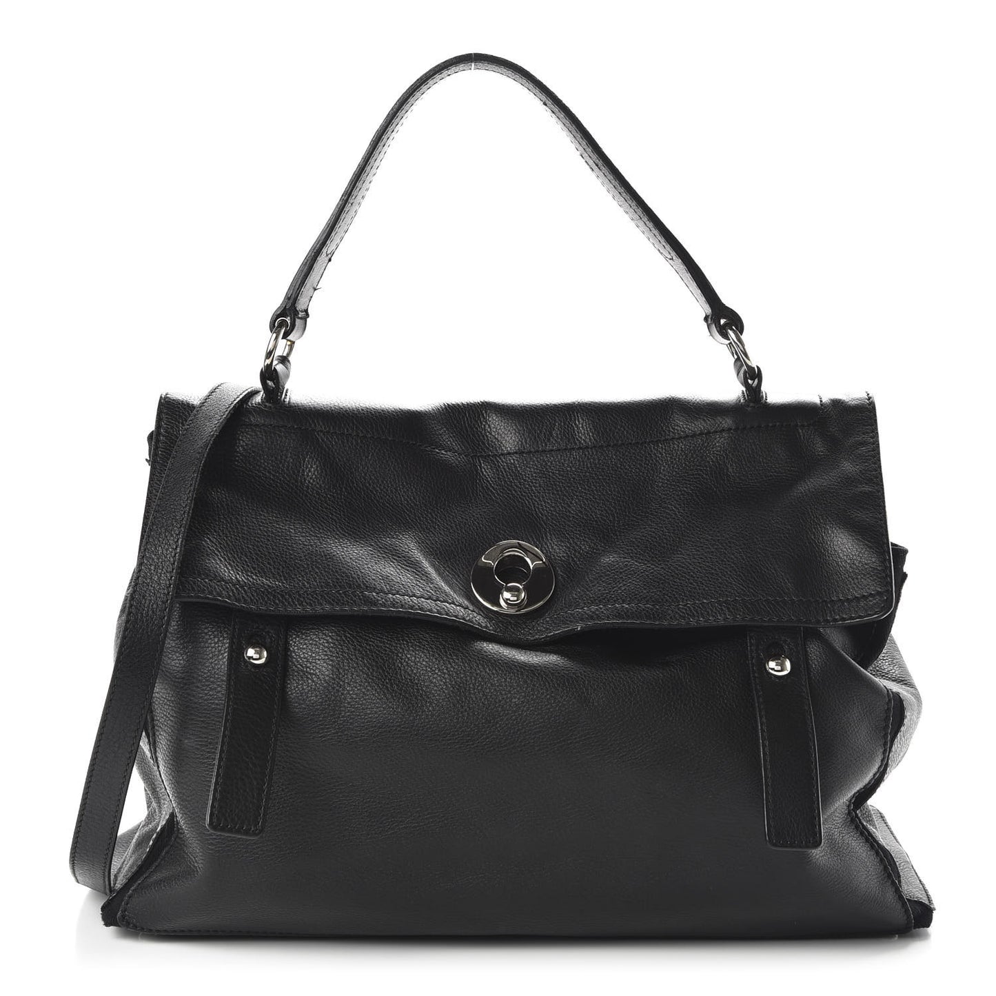 Calfskin Canvas Large Muse Two Black