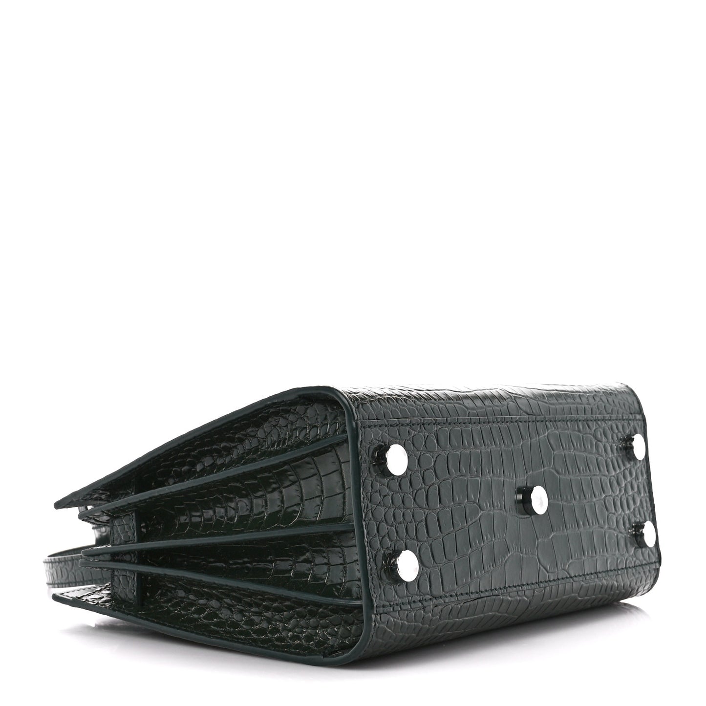 Calfskin Crocodile Embossed Nano Sac De Jour Dark Green