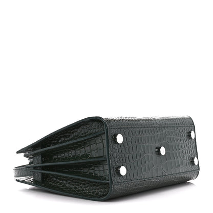 Saint Laurent Calfskin Crocodile Embossed Nano Sac De Jour Dark Green 4 of 12