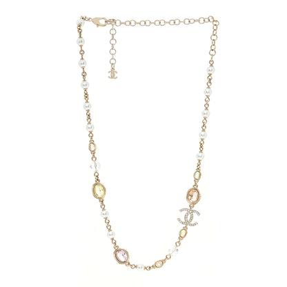 Chanel Crystal Pearl CC Short Necklace Gold 3 of 5