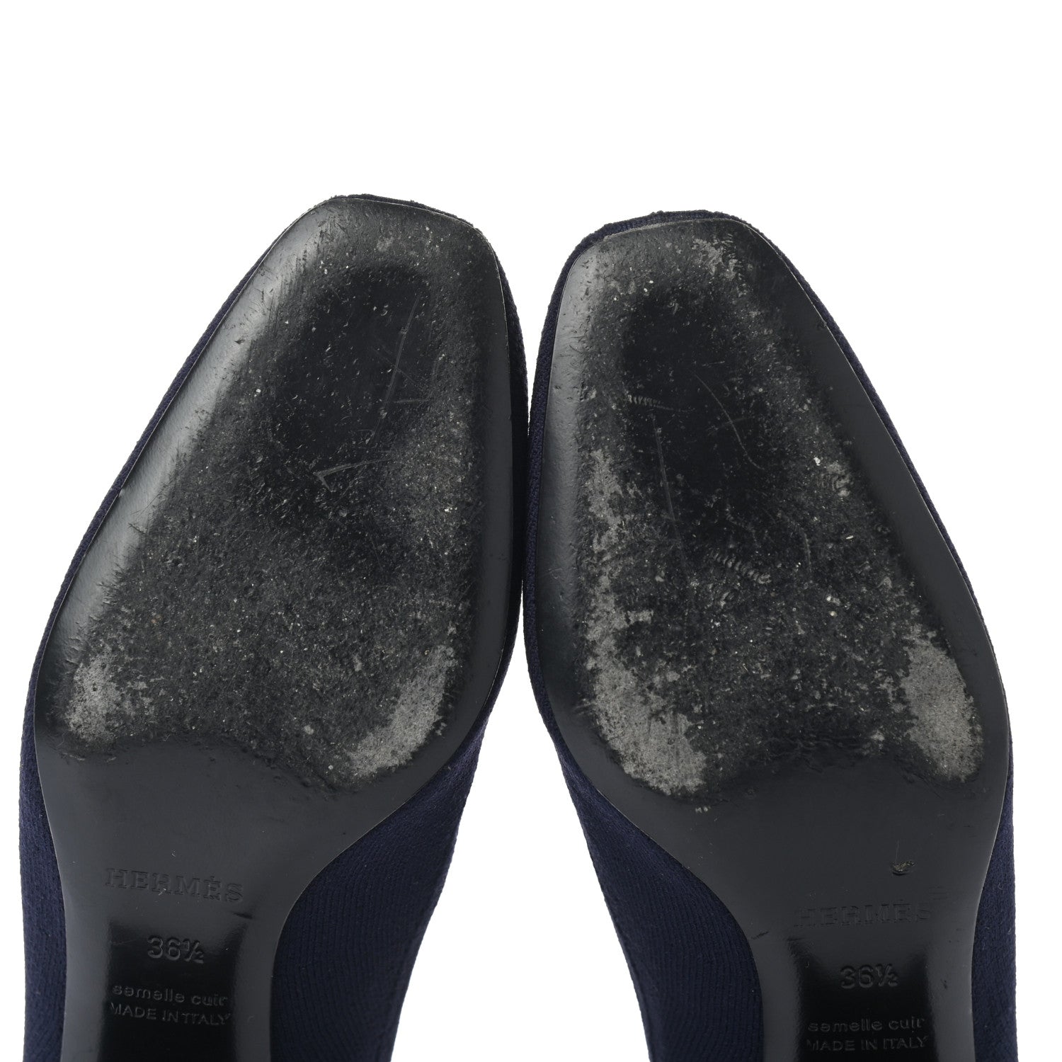 Hermes Knit Calfskin Volver Ankle Boots 36.5 Bleu Diplomatique 9 of 10