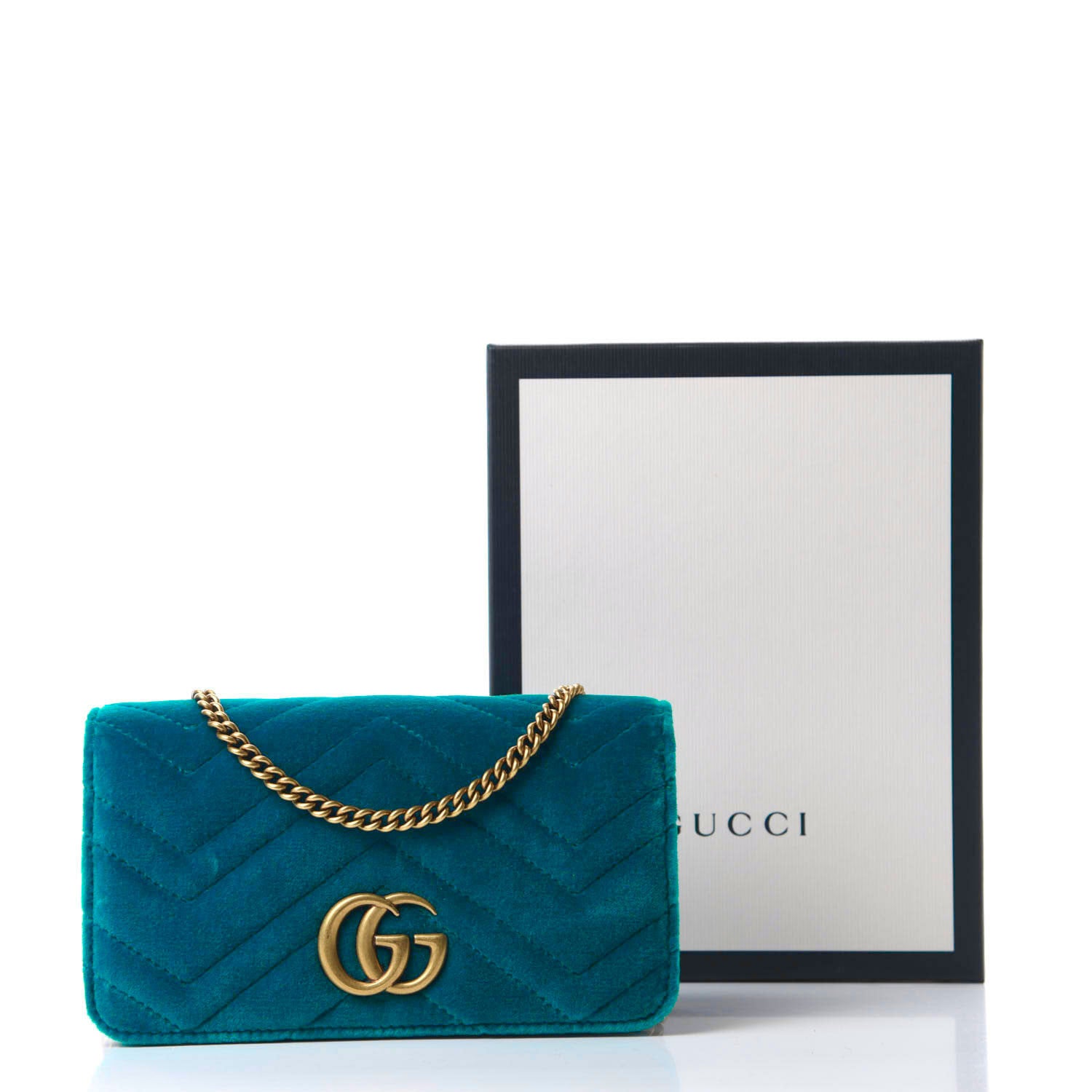 Gucci Velvet Matelasse GG Marmont Mini Bag Pavone Cyan 10 of 10