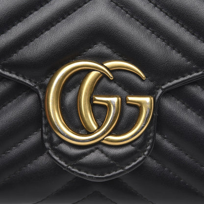Gucci Calfskin Matelasse GG Marmont Chain Wallet Black 6 of 12