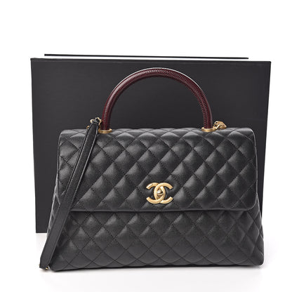 Chanel Caviar Lizard Quilted Medium Coco Handle Flap Black 11 of 11