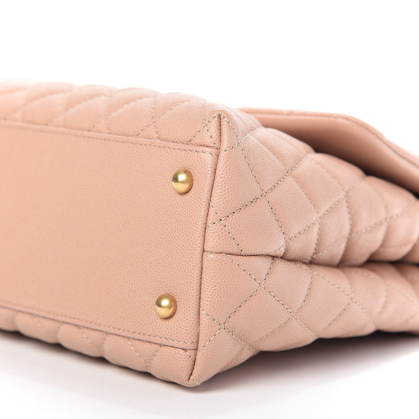 Caviar Quilted Medium Coco Handle Flap Light Beige