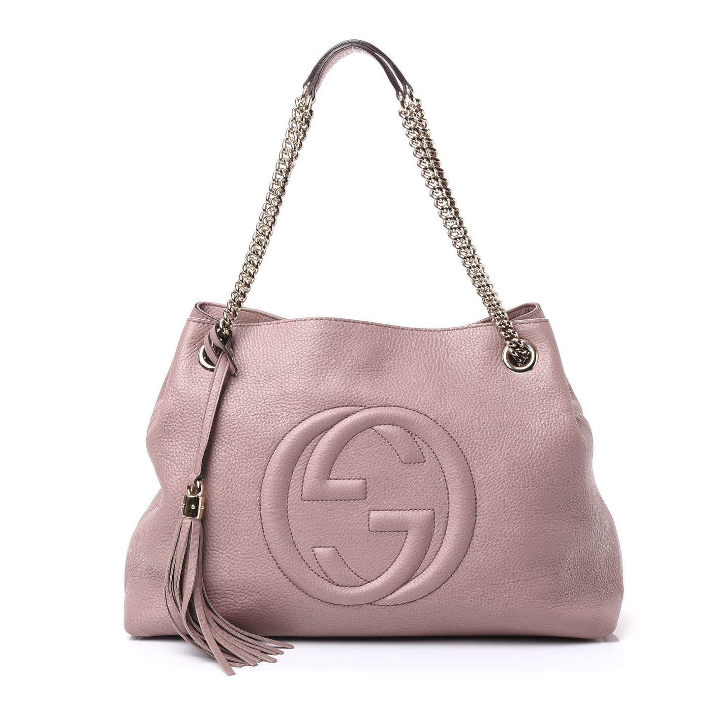 Pebbled Calfskin Medium Soho Chain Shoulder Bag Dark Cipria