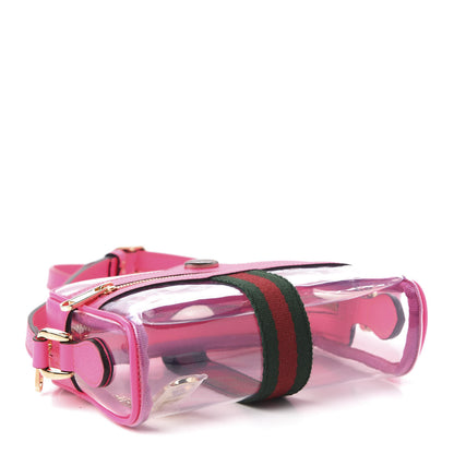 Gucci Vinyl Web Mini Ophidia Transparent Shoulder Bag Fluorescent Fuchsia 4 of 9