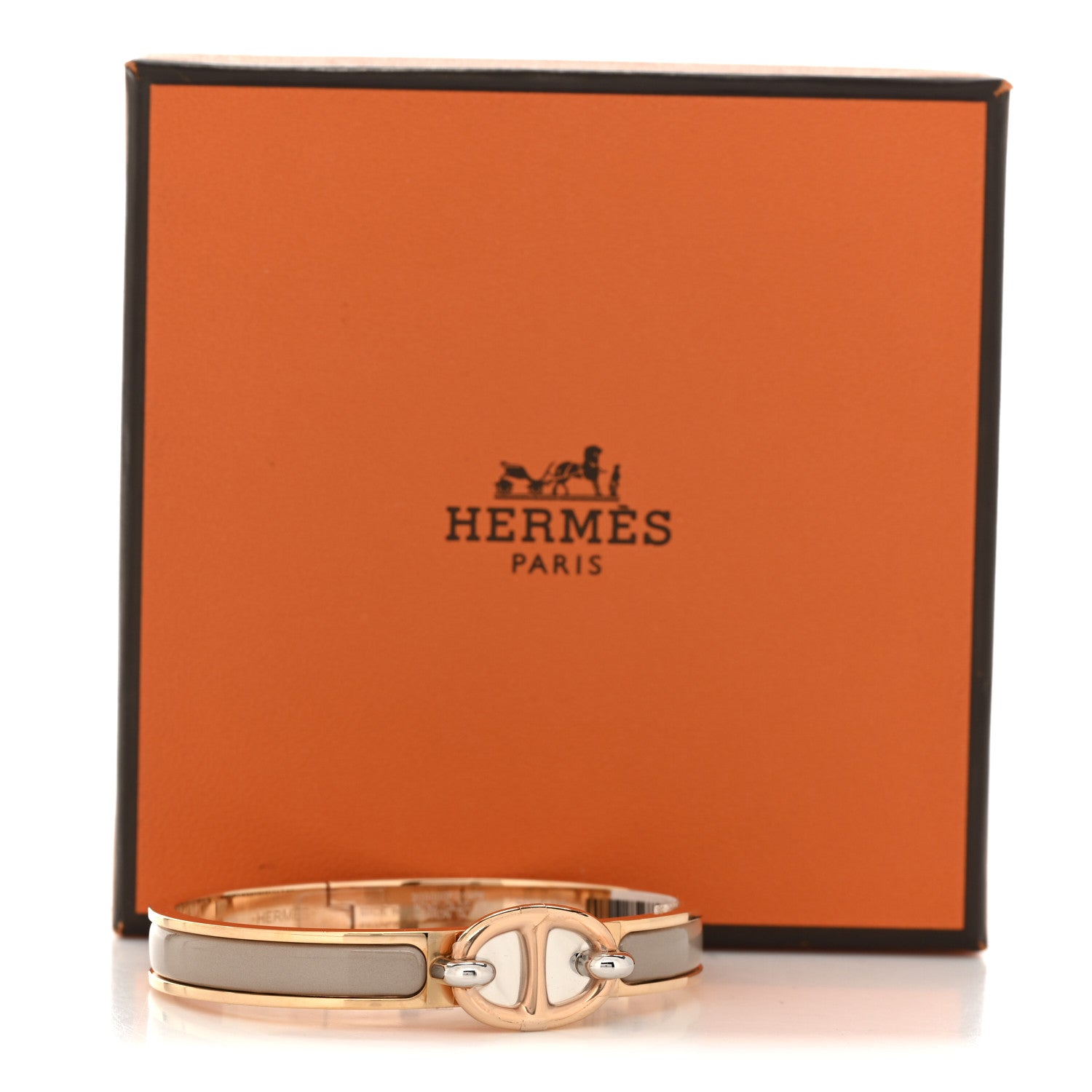 Hermes Enamel Mini Clic Chaine d'Ancre Bracelet GM Marron Glace 5 of 5