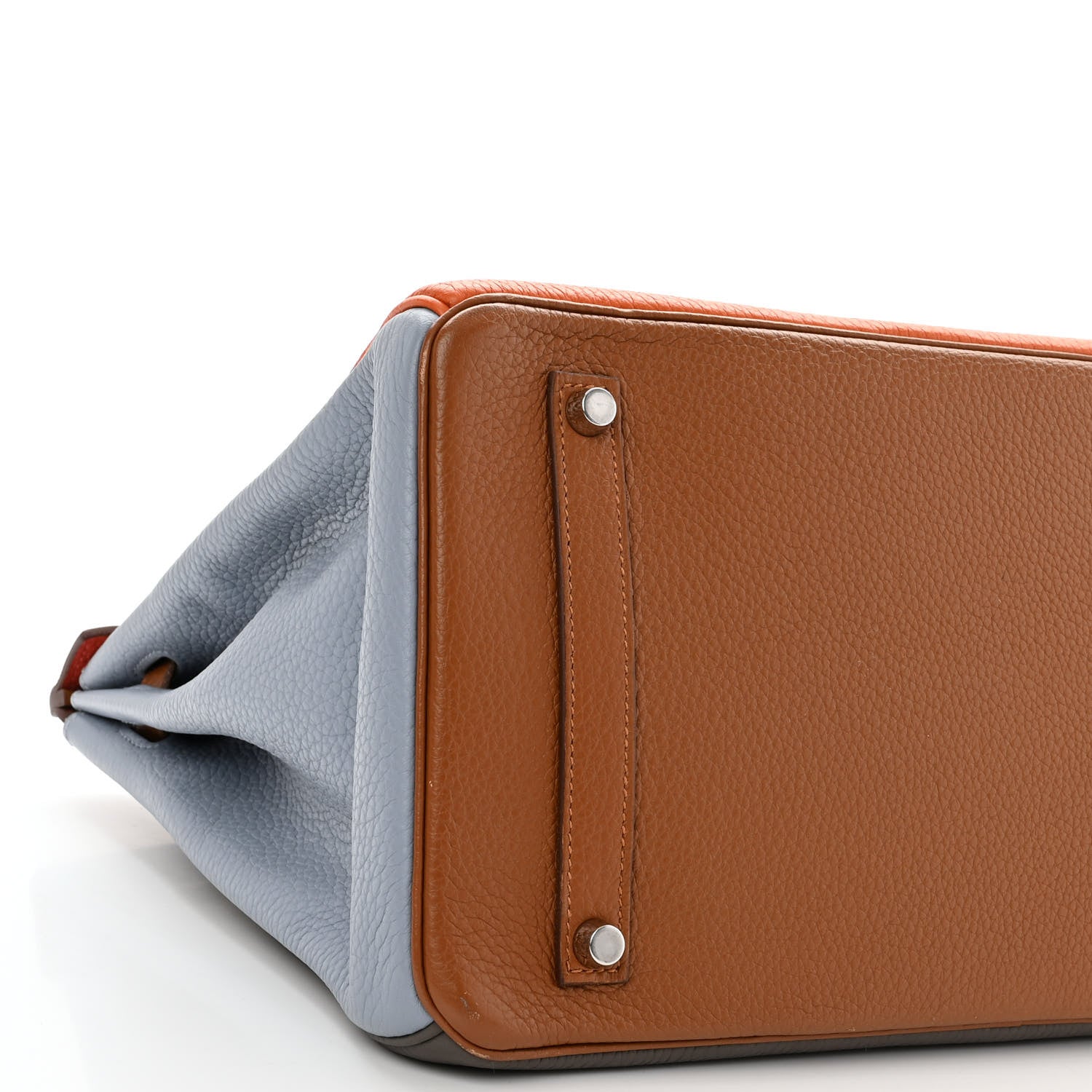 Hermes Taurillon Clemence Arlequin Birkin 35 Orange Sanguine Gold Bleu Lin Bleu Hydra Etain 9 of 14