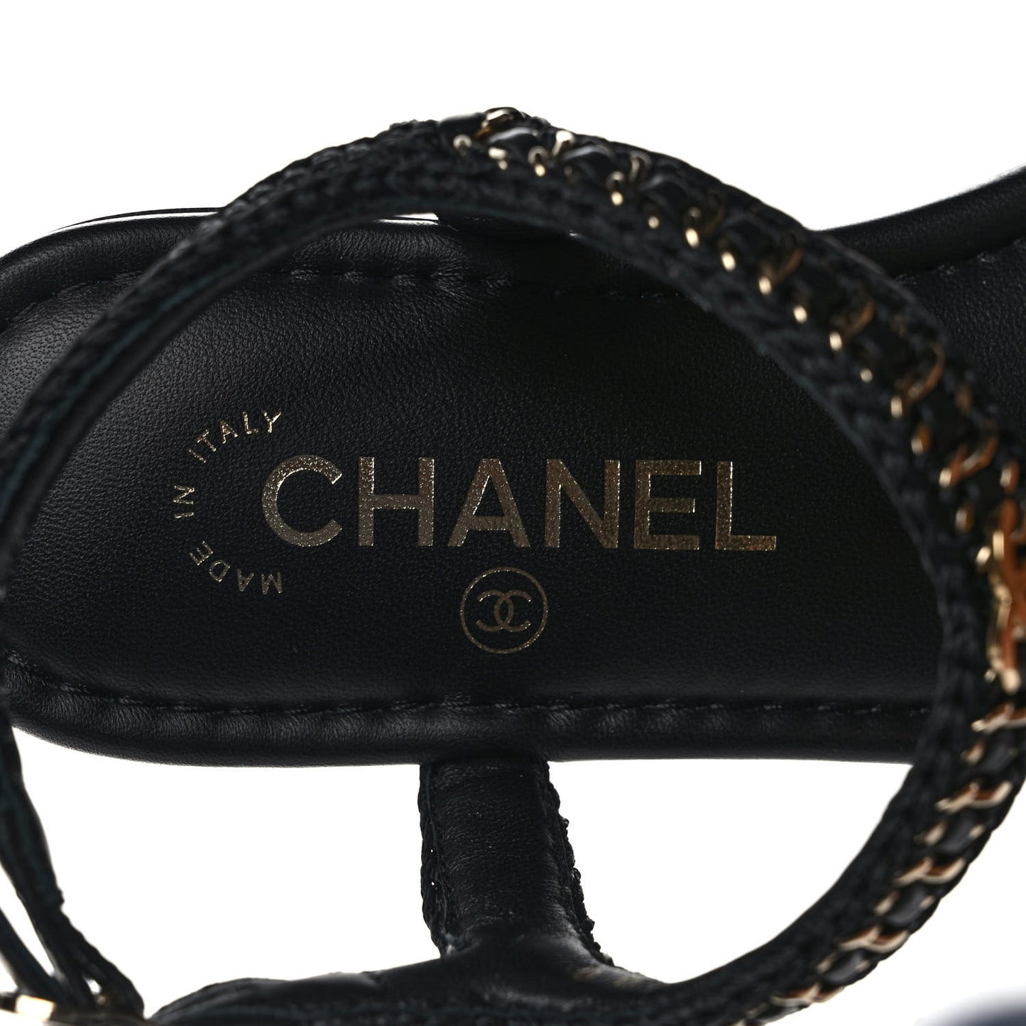 Lambskin Embroidered CC Thong Sandals 37 Black