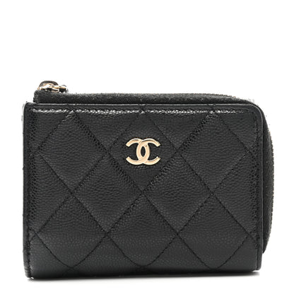 Chanel Caviar Quilted CC Zip Compact Trifold Wallet Black 1 of 12