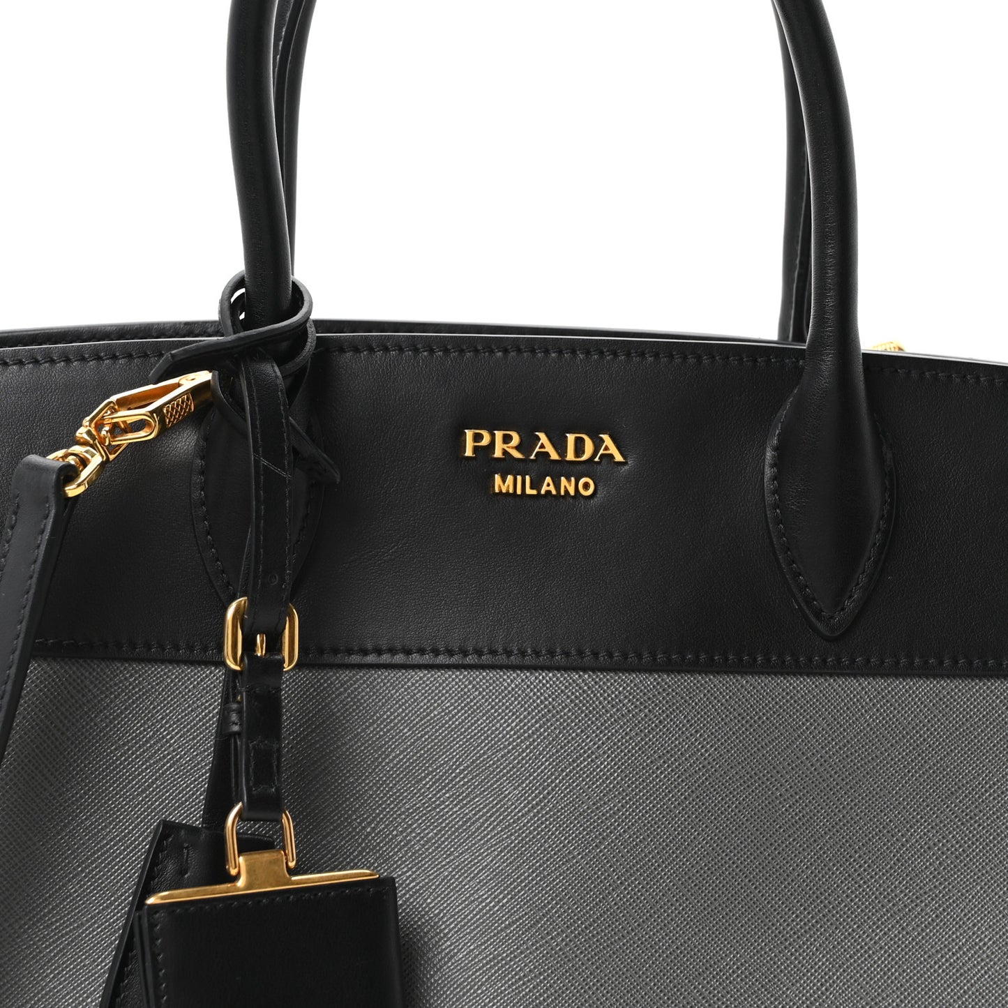 Saffiano City Calfskin Medium Esplanade Tote Mercurio Black