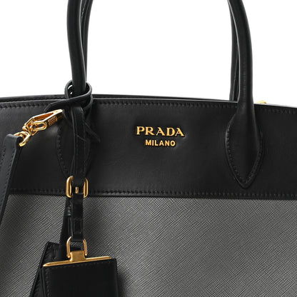 Prada Saffiano City Calfskin Medium Esplanade Tote Mercurio Black 8 of 10