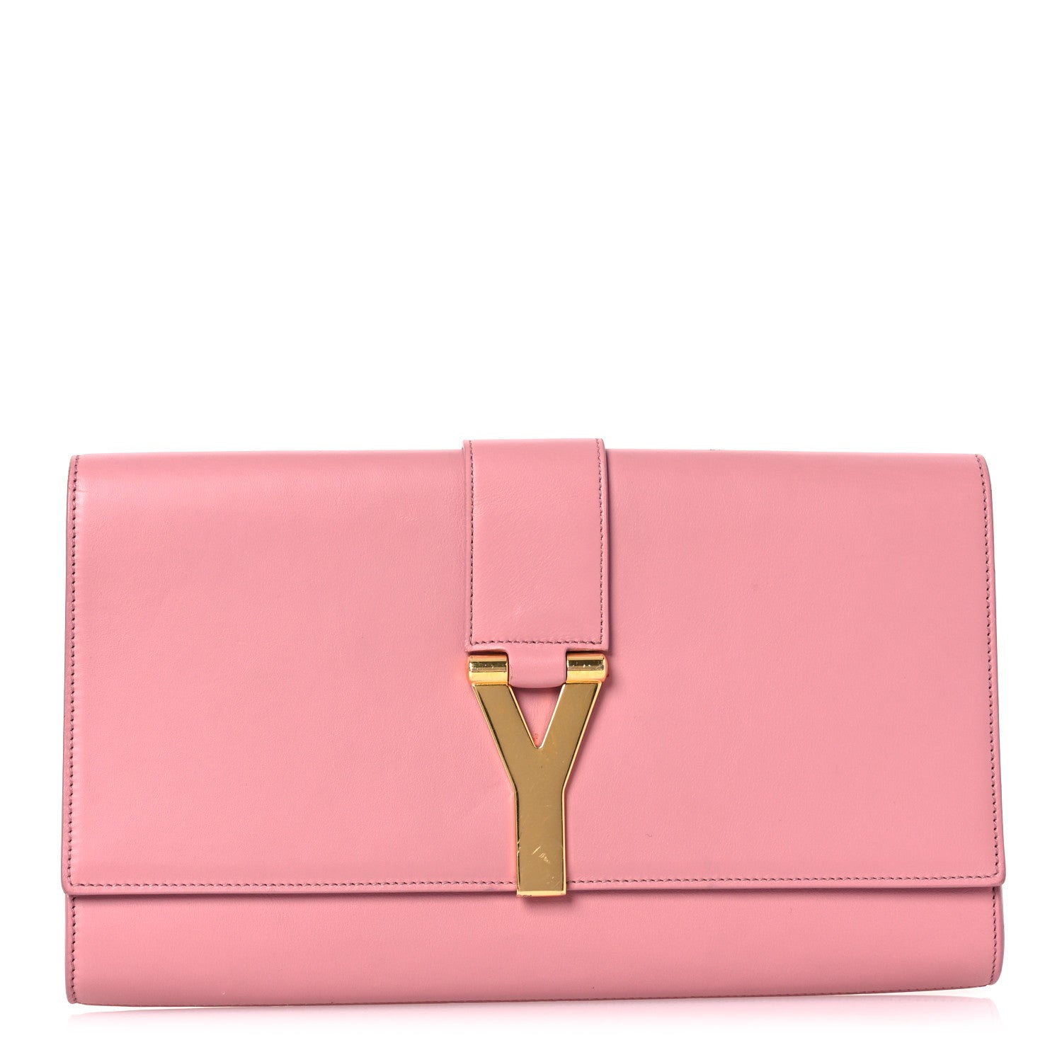 Saint Laurent Calfskin Classic Y Ligne Clutch Dark Rose 1 of 11