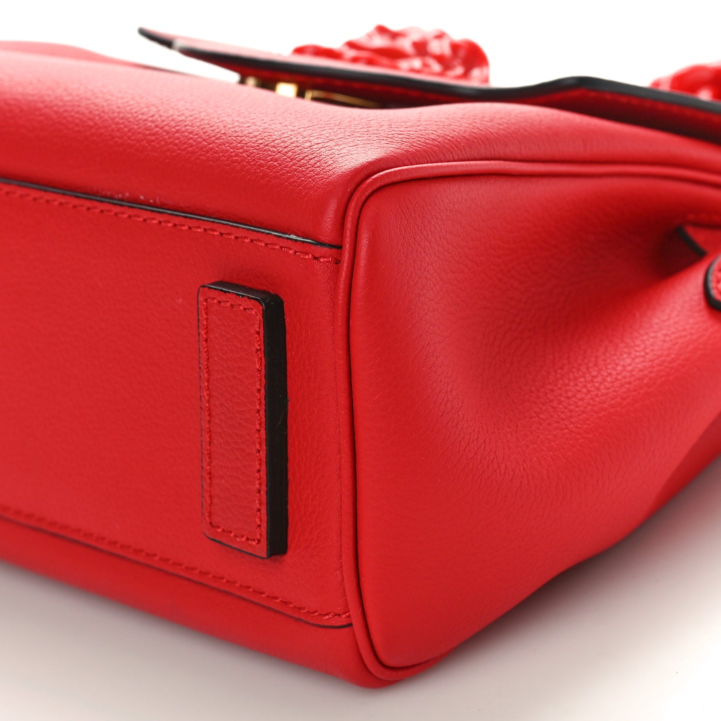 Grained Calfskin Small La Medusa Top Handle Bag Red