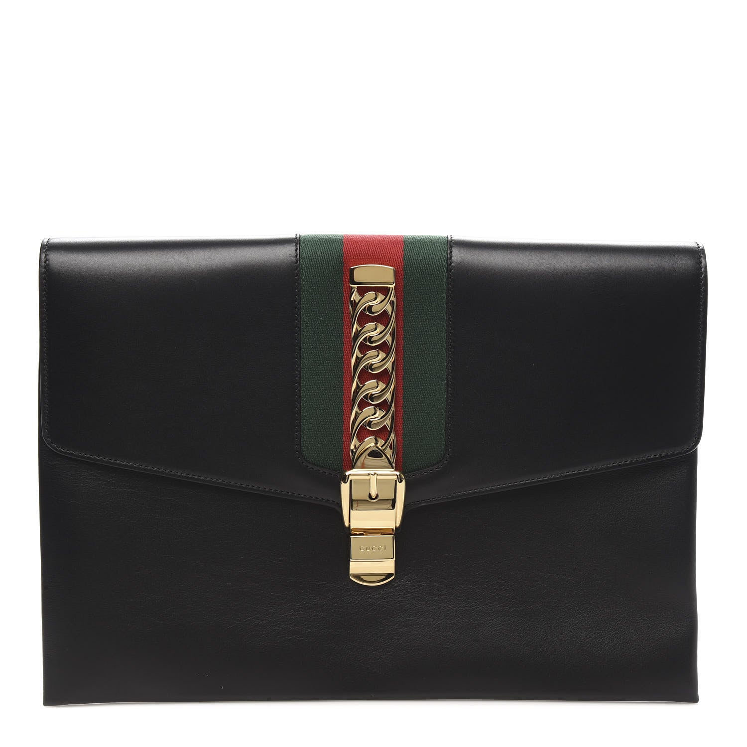 Gucci Calfskin Maxi Sylvie Clutch Black 1 of 8