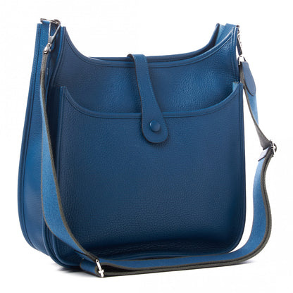 Hermes Taurillon Clemence Amazone Evelyne III GM Bleu de Galice 2 of 8