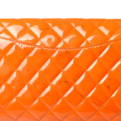 Chanel Patent Quilted Clutch with Chain Flap Orange 13 of 14