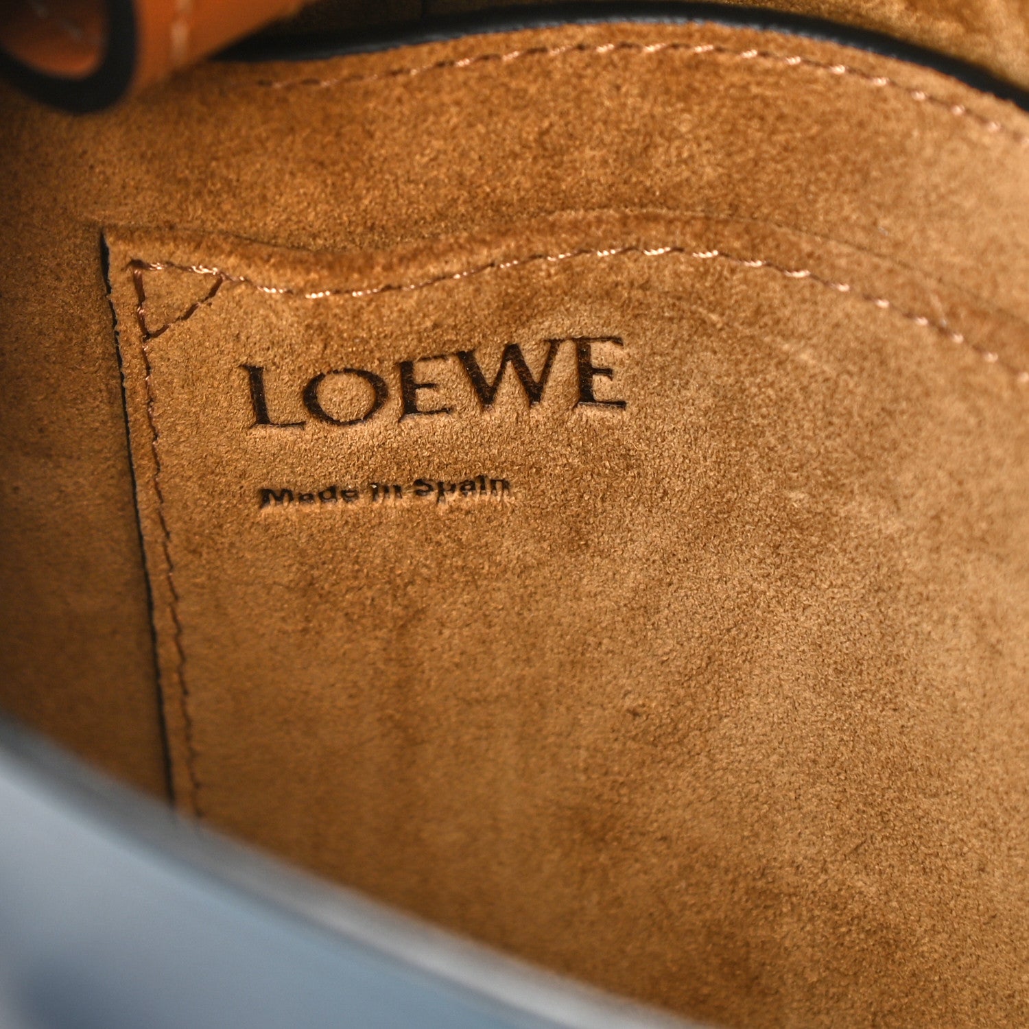 Loewe Calfskin Small Gate Crossbody Bag Tan Steel Blue 6 of 9