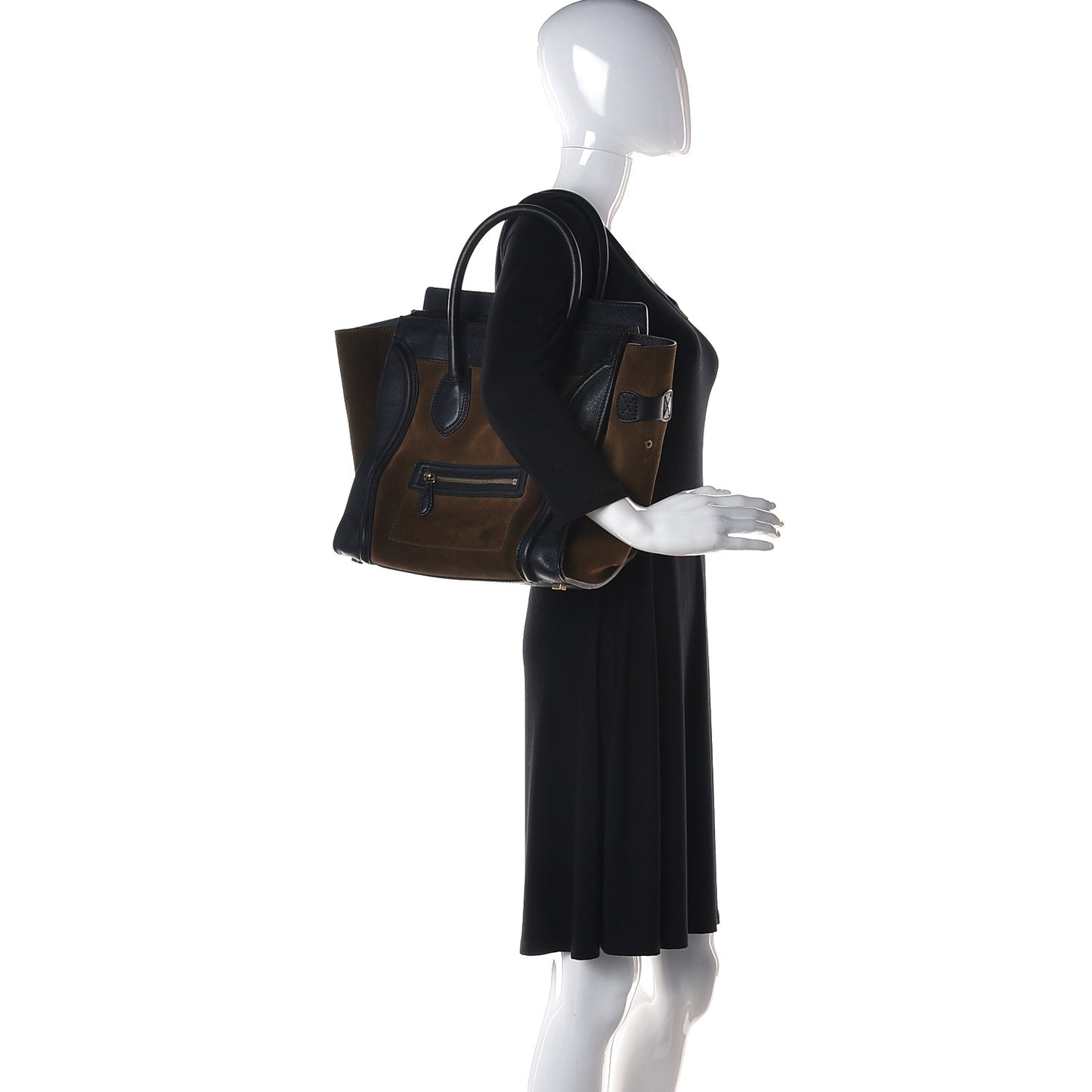Suede Smooth Calfskin Mini Luggage Olive