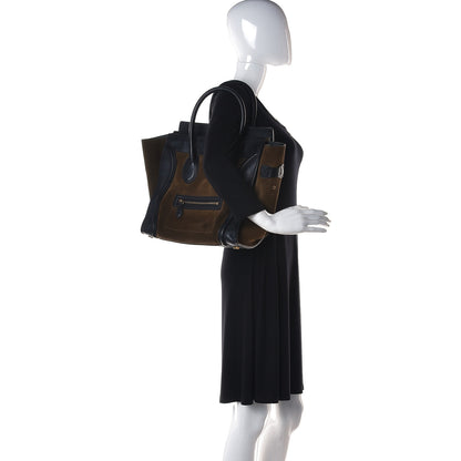 Celine Suede Smooth Calfskin Mini Luggage Olive 2 of 12