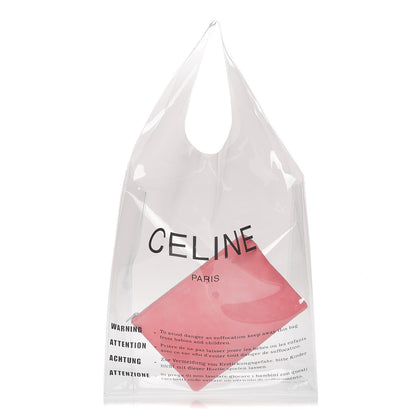 Celine Plastic Bag with Cloudy Lambskin Solo Zip Pouch Clutch Pink 1 of 13