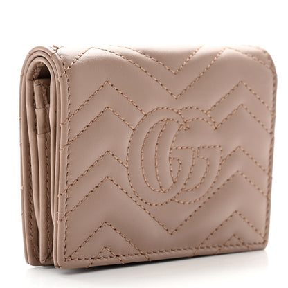 Gucci Calfskin Matelasse GG Marmont Card Case Wallet Porcelain Rose 3 of 7