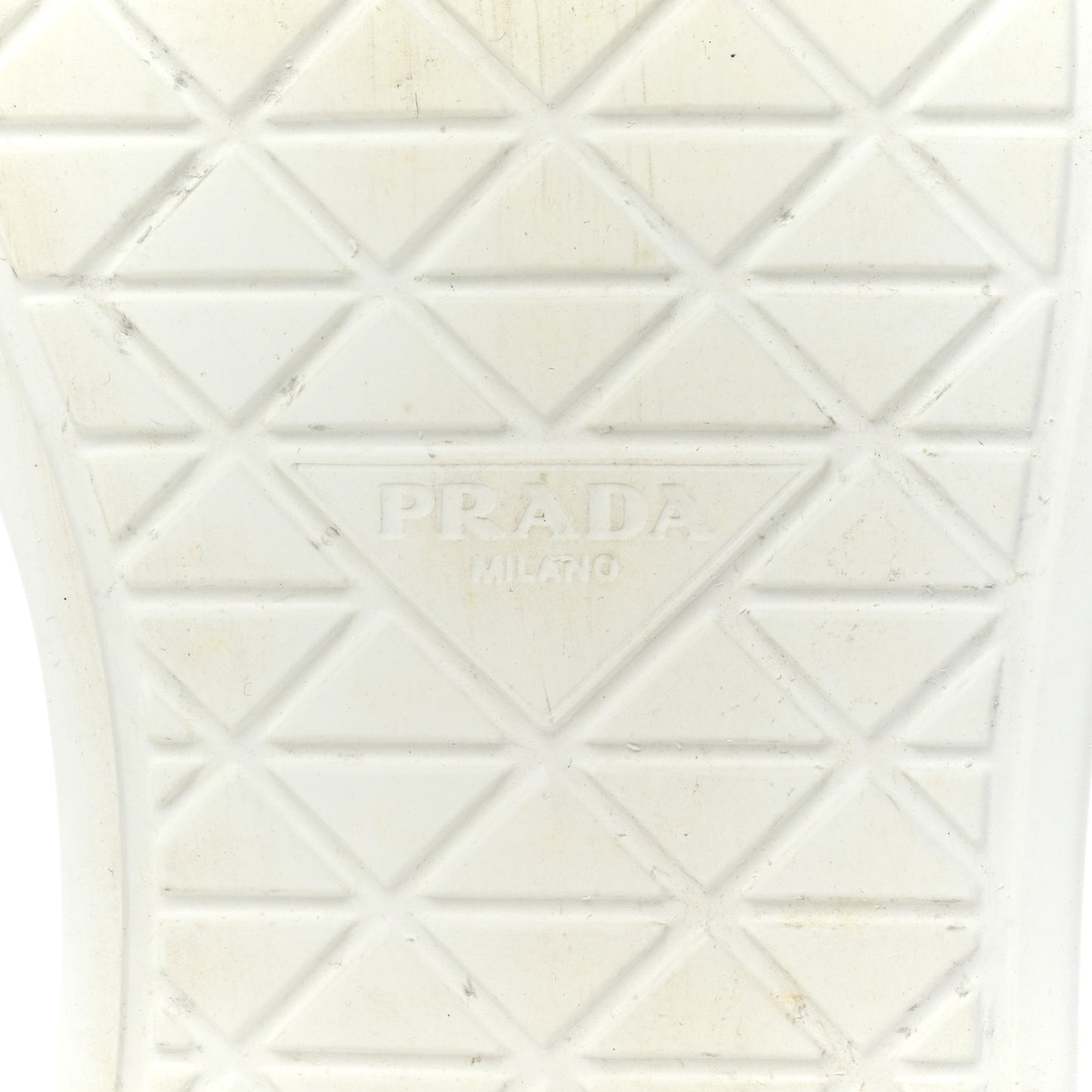 Re-Nylon Spazzolato Rubber Triangle Logo Macro Quilted Mens 35mm Platform Sneakers 39 White