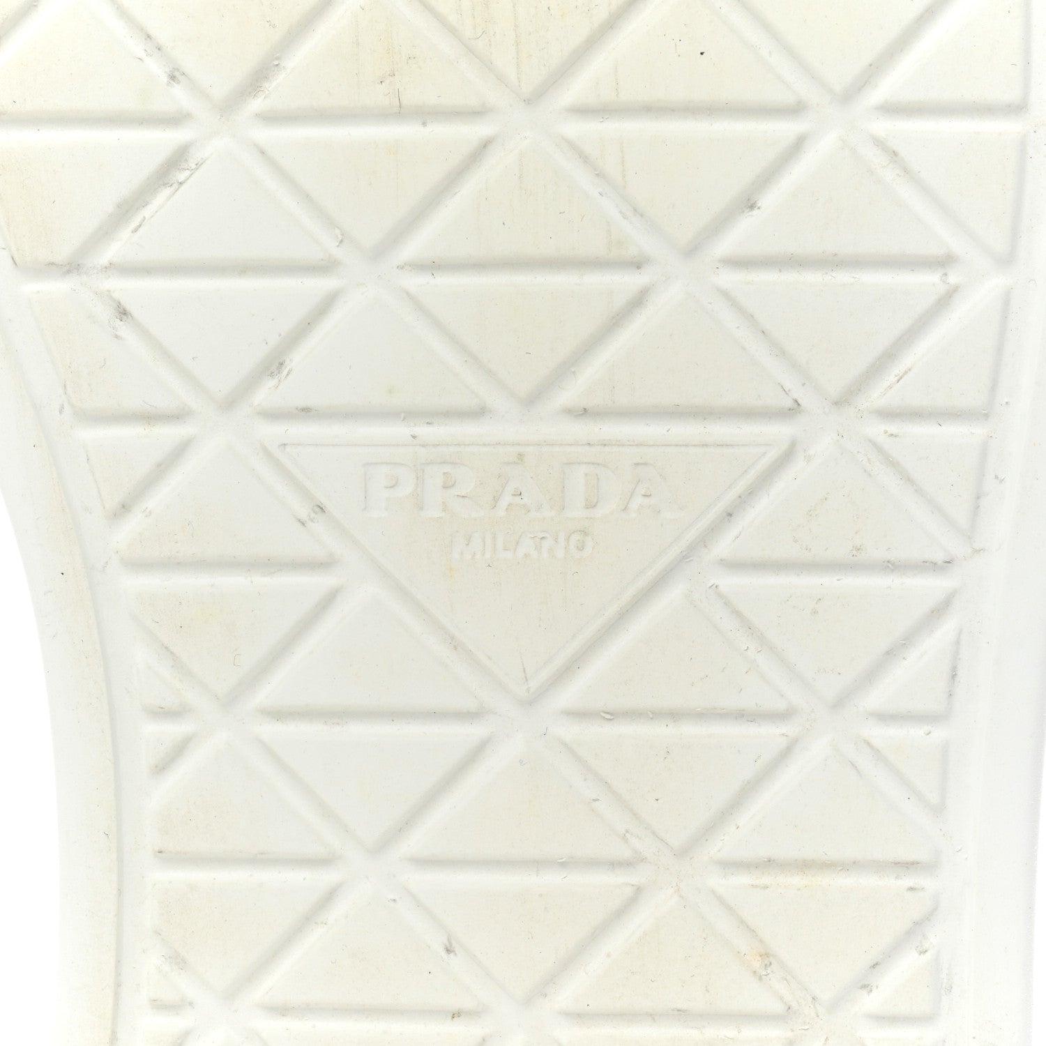 Prada Re-Nylon Spazzolato Rubber Triangle Logo Macro Quilted Mens 35mm Platform Sneakers 39 White 7 of 14