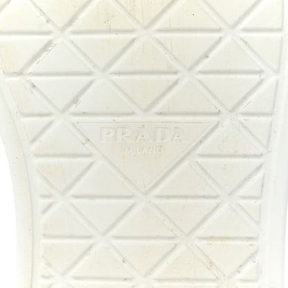 Prada Re-Nylon Spazzolato Rubber Triangle Logo Macro Quilted Mens 35mm Platform Sneakers 39 White 7 of 14