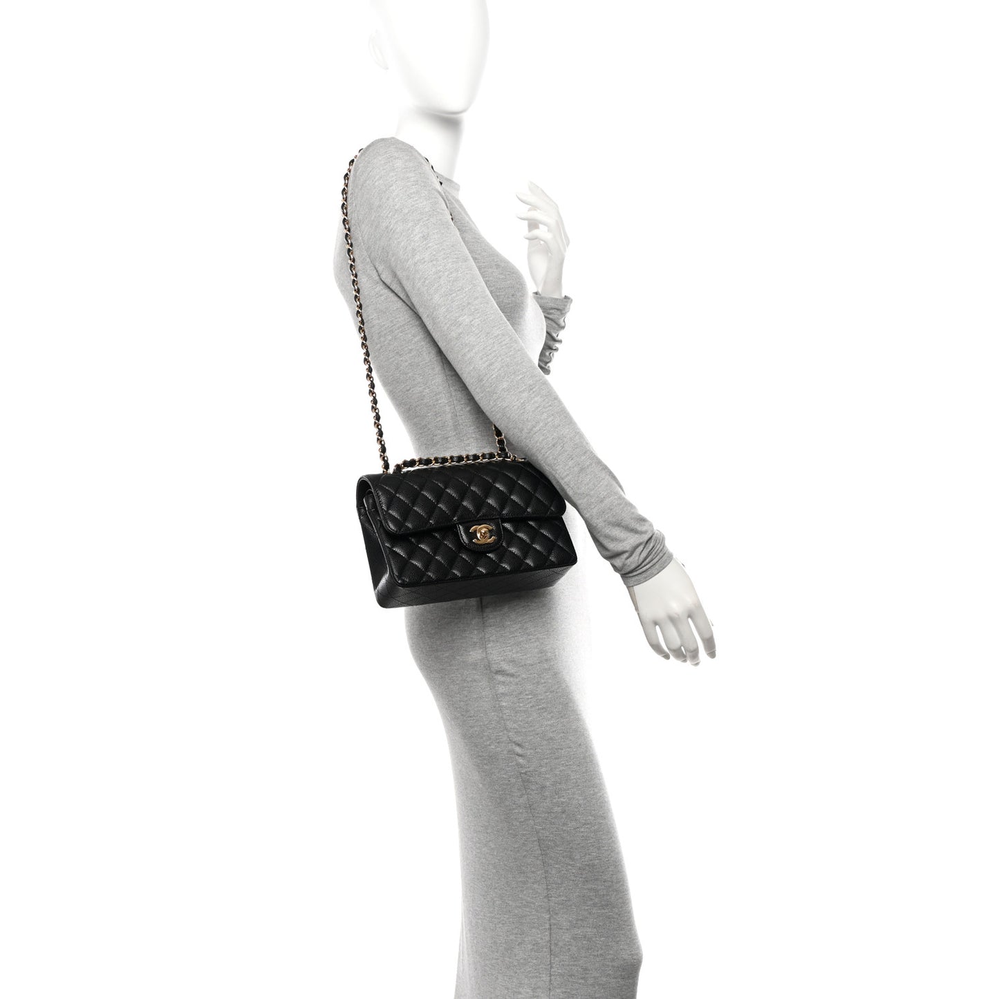 Caviar Quilted Small Double Flap Black