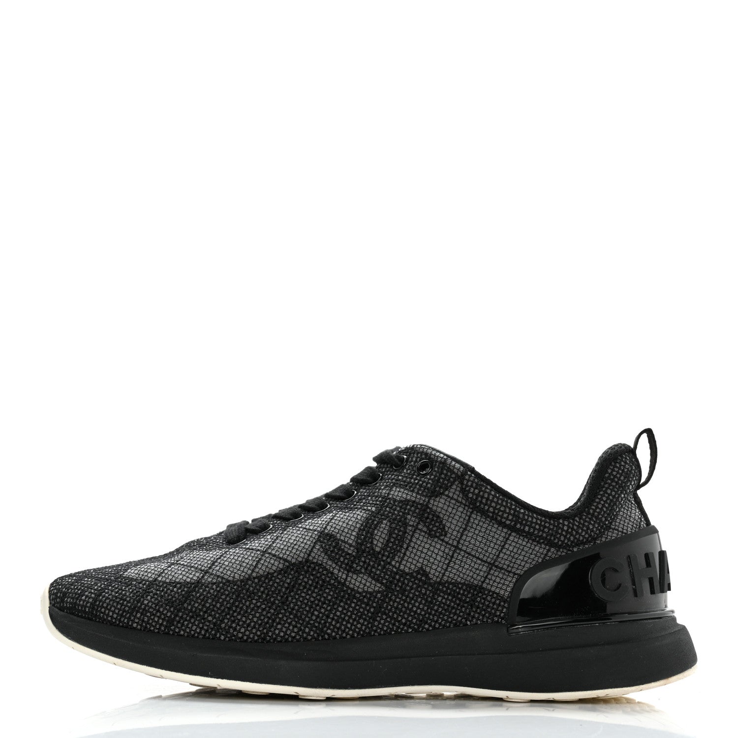 Chanel Mesh Embroidered CC Sneakers 38 Black 1 of 10