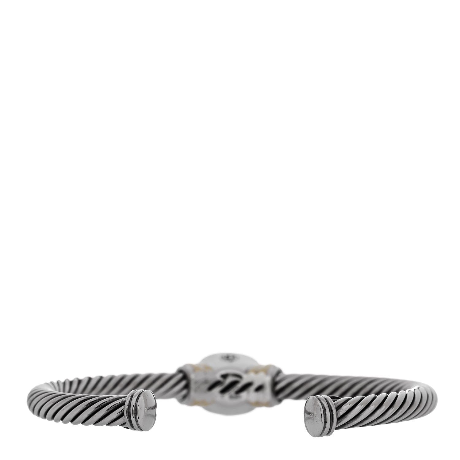 David Yurman Sterling Silver 14K Yellow Gold Blue Topaz 5mm Cable Classics Station Bracelet 2 of 3