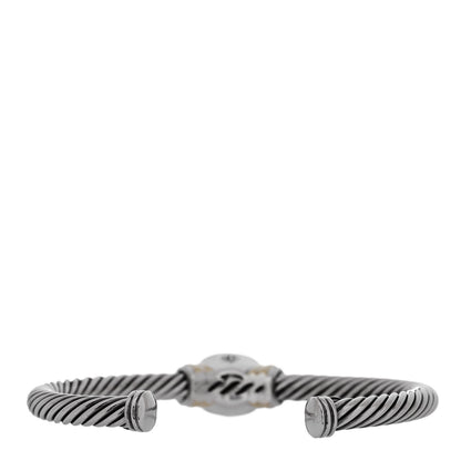 David Yurman Sterling Silver 14K Yellow Gold Blue Topaz 5mm Cable Classics Station Bracelet 2 of 3