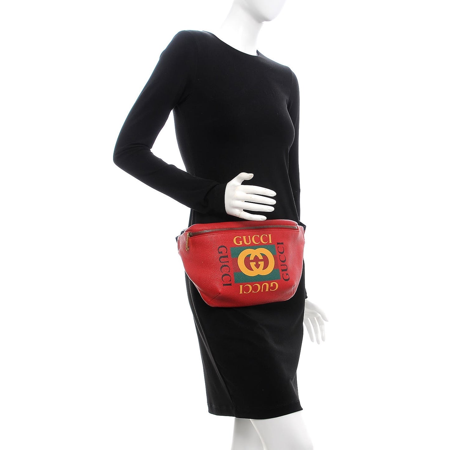 Grained Calfskin Logo Belt Bag Hibiscus Red