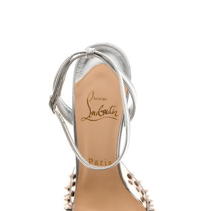 Christian Louboutin Nappa PVC Spiked St Jeannette 120 Peep Toe Pumps 35.5 Silver 6 of 10