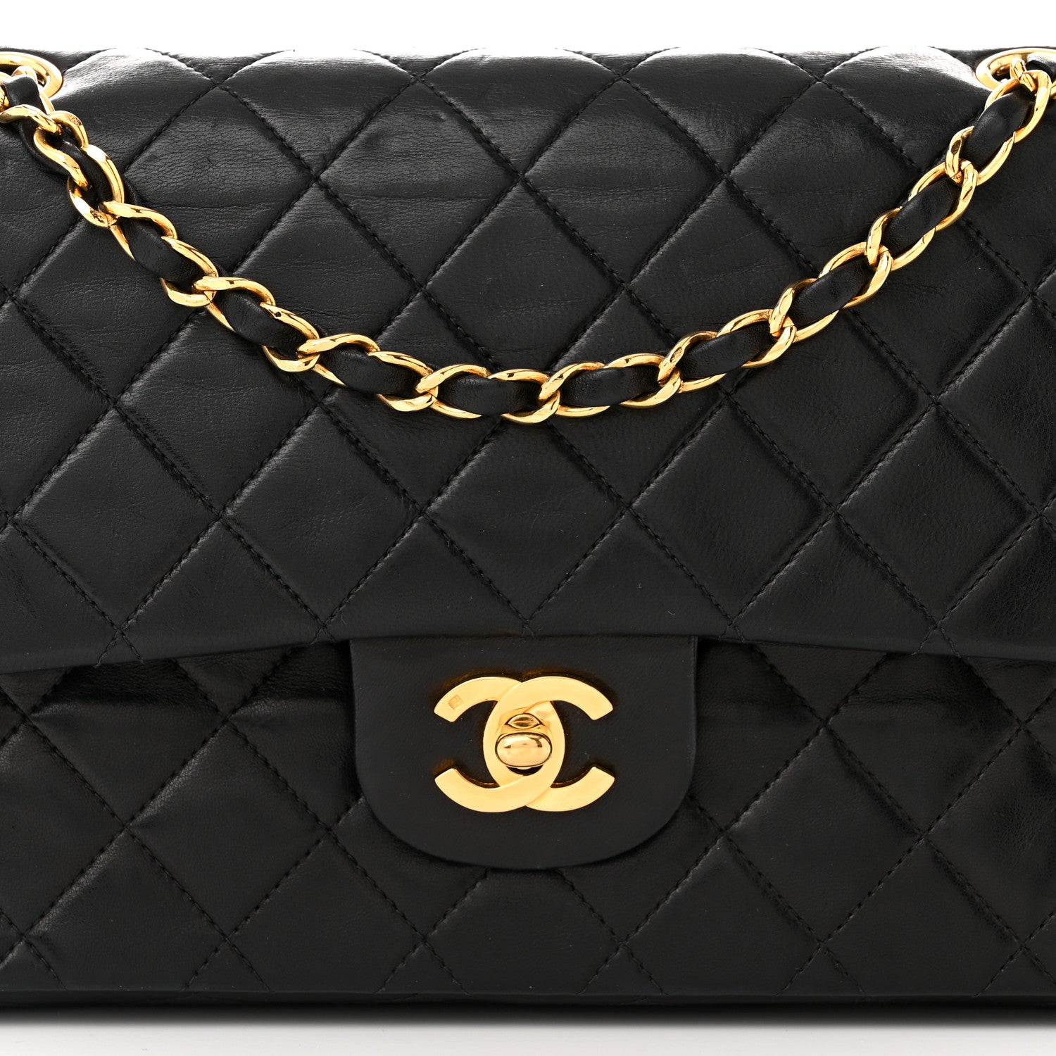 Chanel Lambskin Quilted Medium Double Flap Black 7 of 13