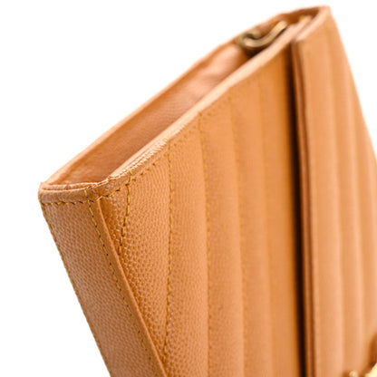 Saint Laurent Grain De Poudre Matelasse Chevron Cassandre Chain Wallet Senape Yellow 19 of 20